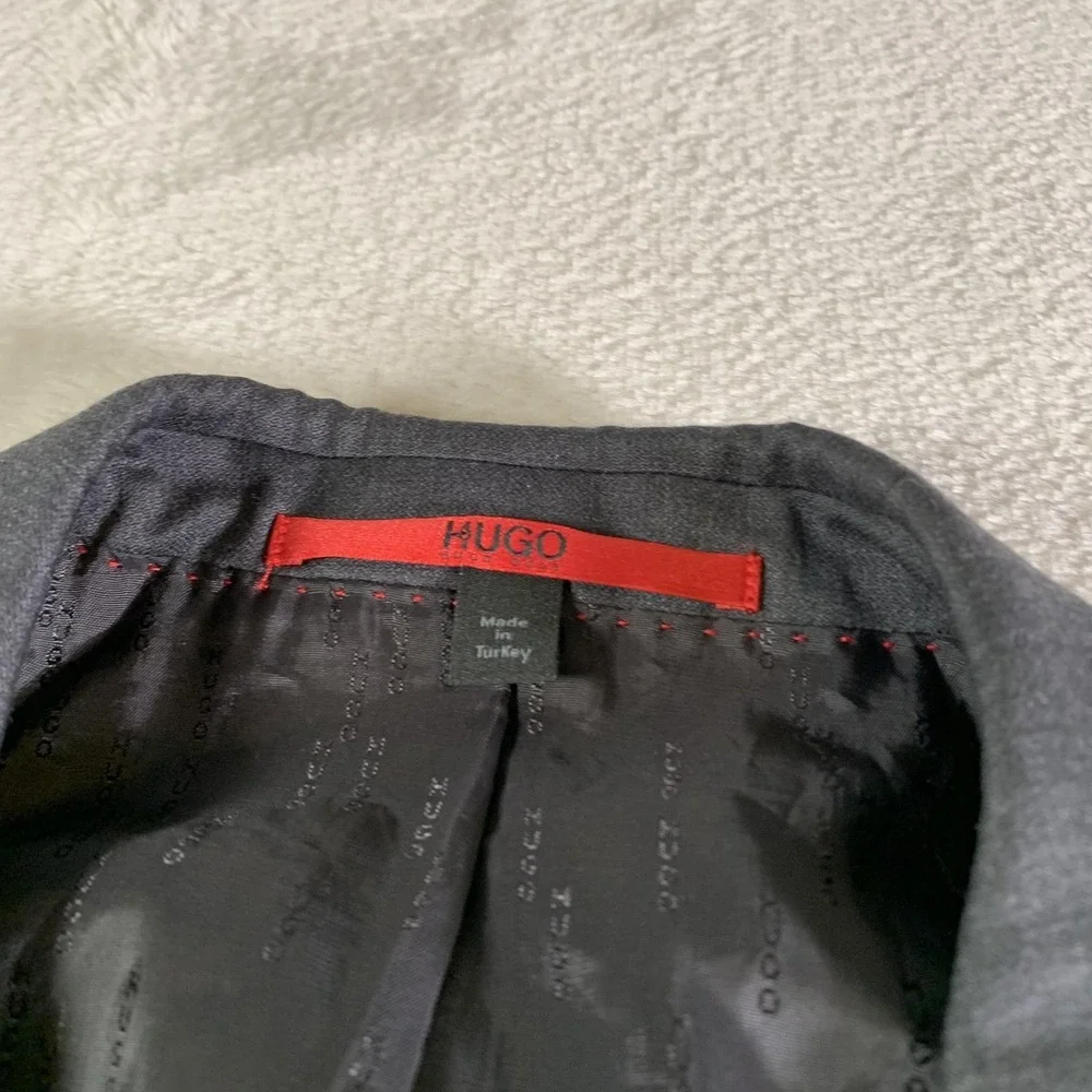 Hugo Boss Suit Jacket Mens 40R Gray Supergraphite Super 120s Wool Two‎ Button